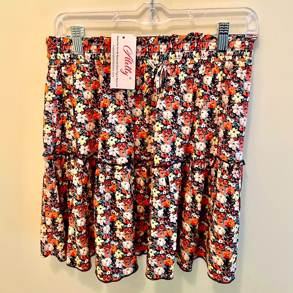 Floral cinch waist skirt